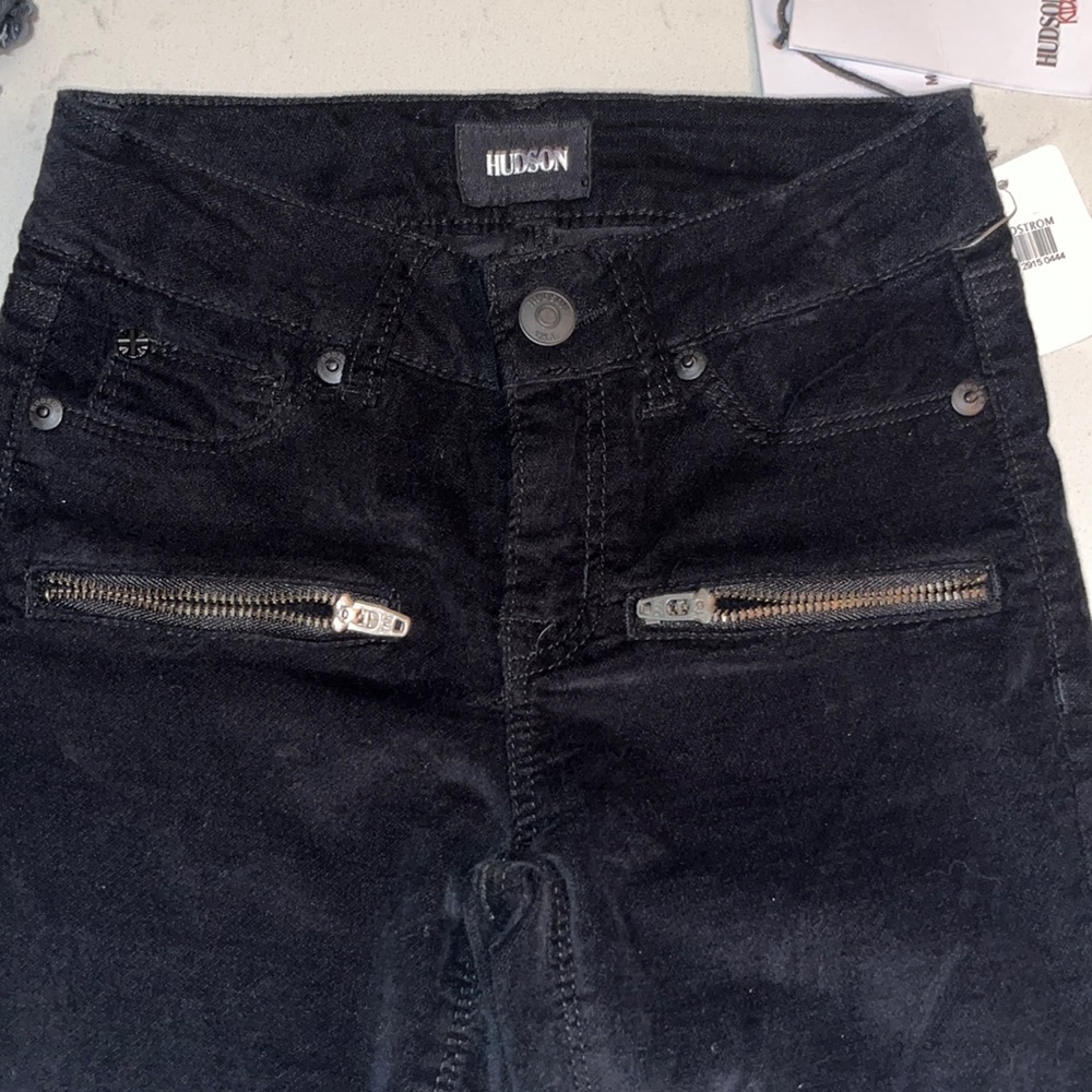 Kids Hudson black velvet skinny moto pant